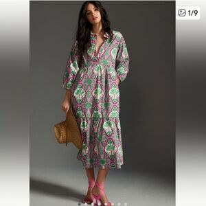 Anthtopologie MAEVE BETTINA TIERED SHIRT DRESS SIZE M